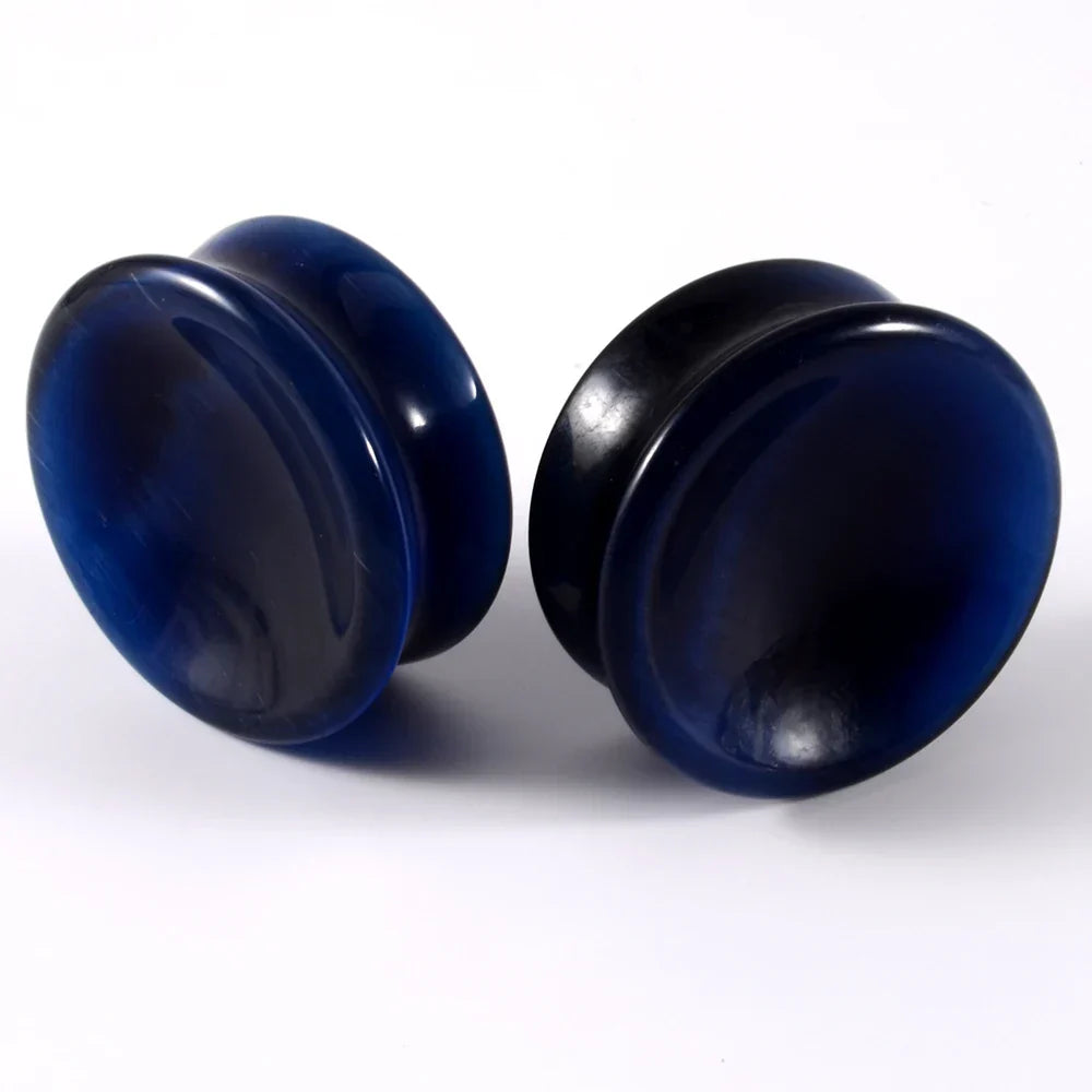 1 Pair New Design Amethyst Tiger Cat Eye Howlite Crystal Stone Concave Ear Plug Double Flare Solid Gauge Piercing Jewelry
