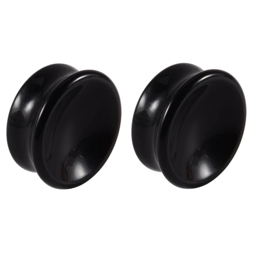 1 Pair New Design Amethyst Tiger Cat Eye Howlite Crystal Stone Concave Ear Plug Double Flare Solid Gauge Piercing Jewelry