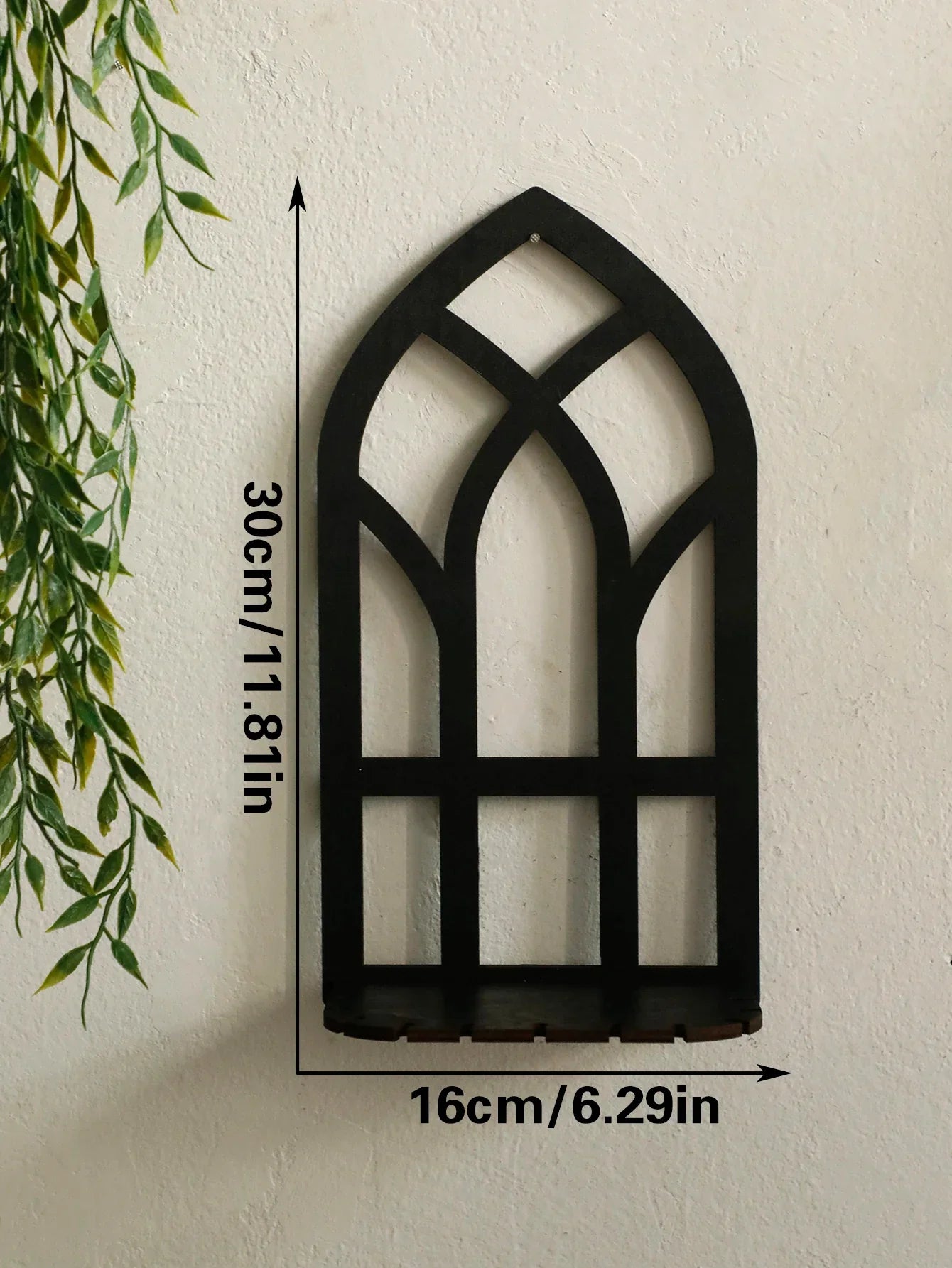 1/3Pc Gothic Wooden Hollow Wall Decoration – Vintage Cathedral Arch Frame