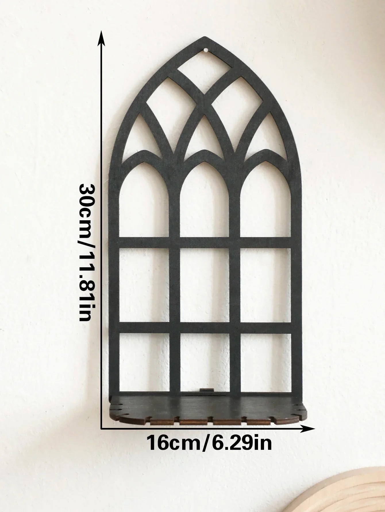 1/3Pc Gothic Wooden Hollow Wall Decoration – Vintage Cathedral Arch Frame