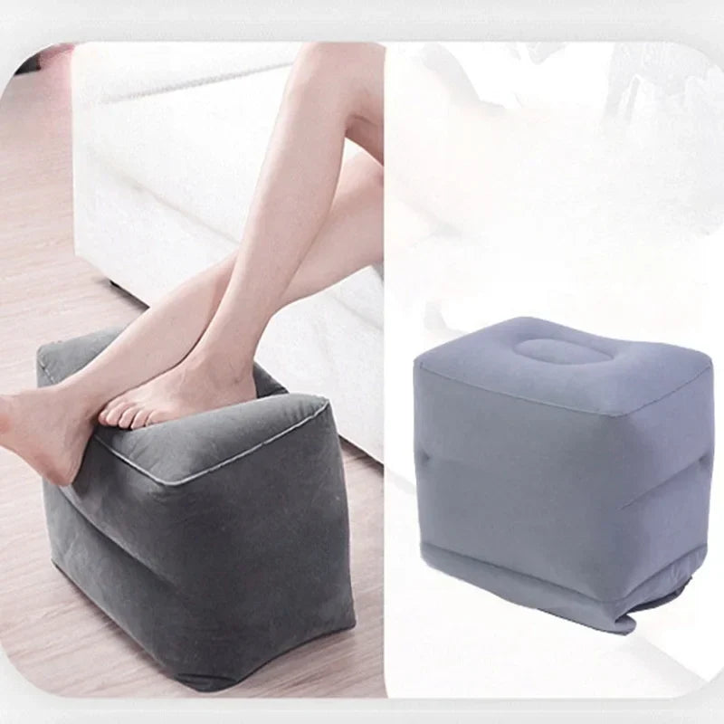 1 Inflatable Outdoor Travel Footrest – Portable Triple Height Ottoman Leg Cushion with Storage Bag