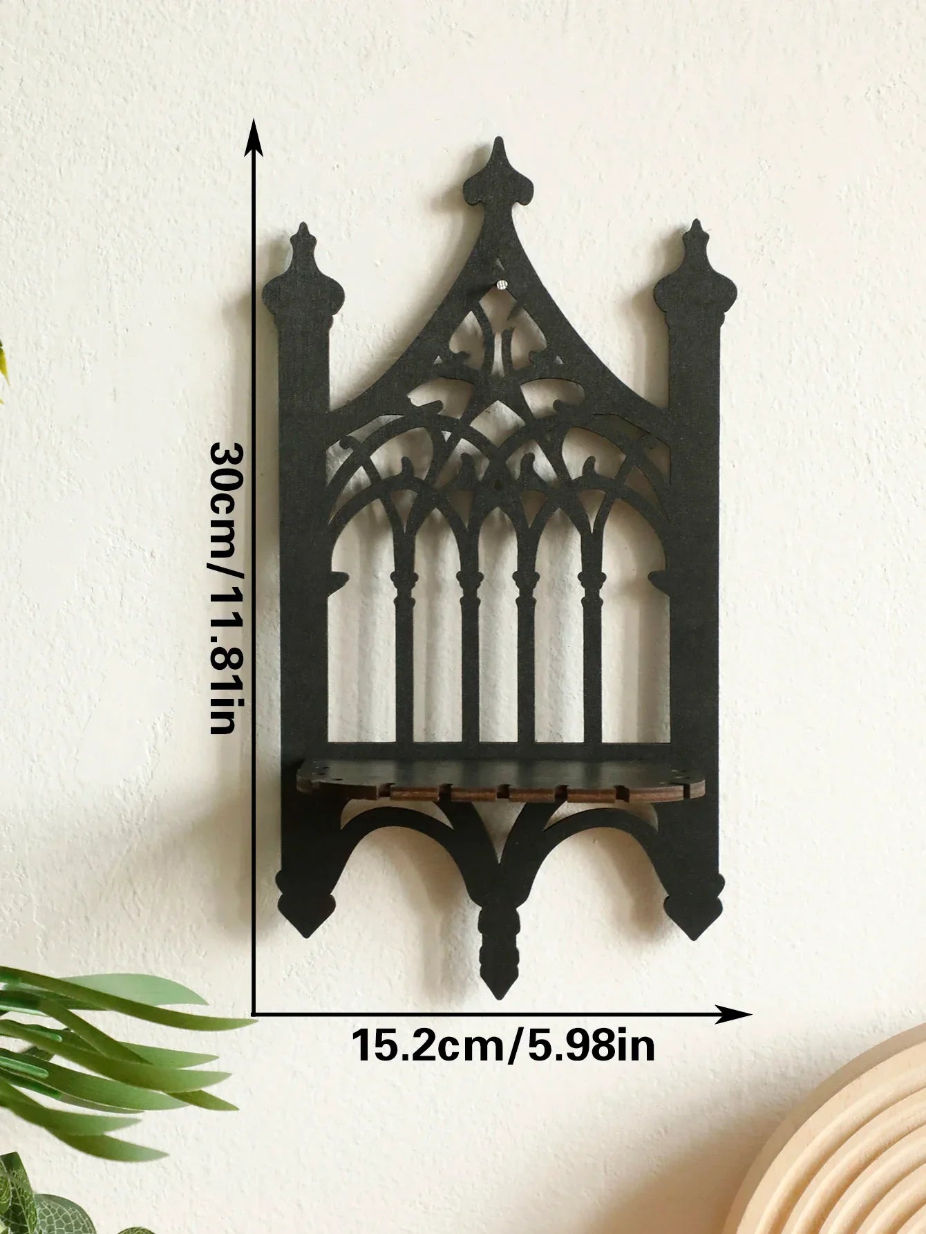 1/3Pc Gothic Wooden Hollow Wall Decoration – Vintage Cathedral Arch Frame
