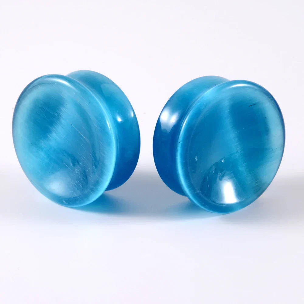1 Pair New Design Amethyst Tiger Cat Eye Howlite Crystal Stone Concave Ear Plug Double Flare Solid Gauge Piercing Jewelry