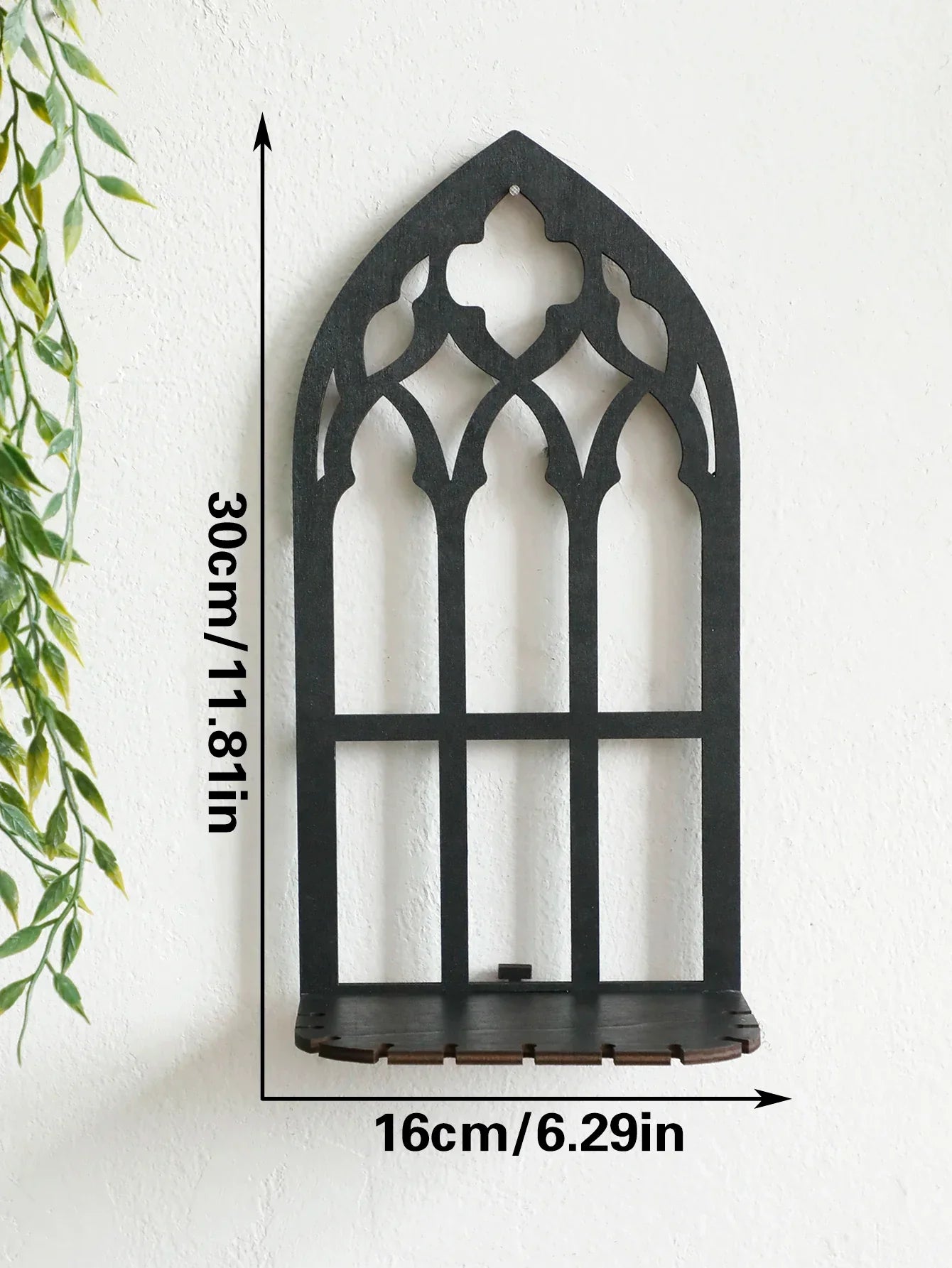 1/3Pc Gothic Wooden Hollow Wall Decoration – Vintage Cathedral Arch Frame