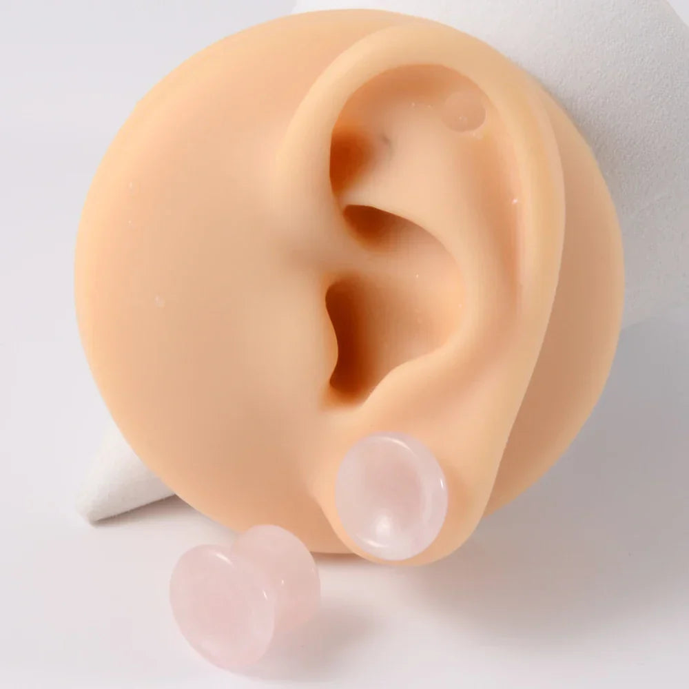 1 Pair New Design Amethyst Tiger Cat Eye Howlite Crystal Stone Concave Ear Plug Double Flare Solid Gauge Piercing Jewelry