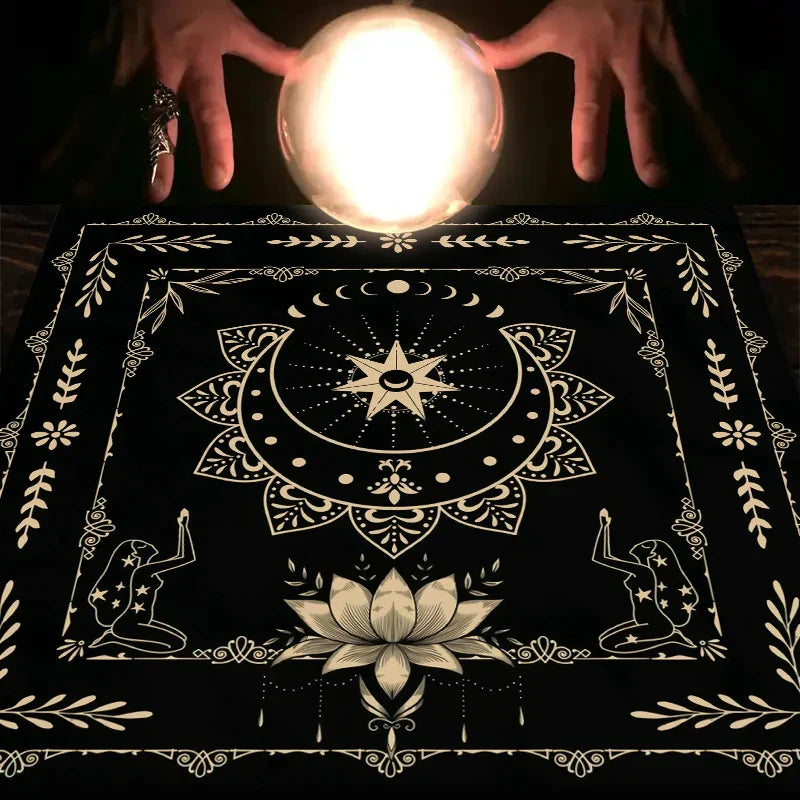 "With Your Power" Snake Floral Tarot Tablecloth – Mystical Altar Cloth for Astrology, Tarot & Ritual Decor